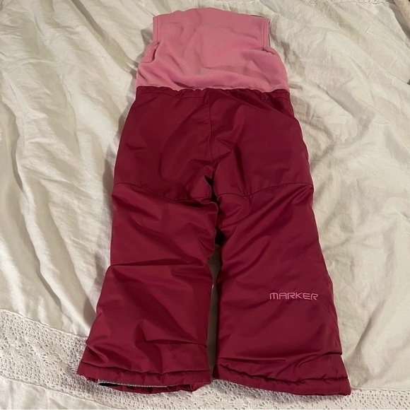 Marker Girls Size 4 Bib Pink Insulated Snow Ski Pants Overalls Fleece - Picture 11 of 13